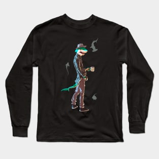 Humanoid Shark Coffee Guy Long Sleeve T-Shirt